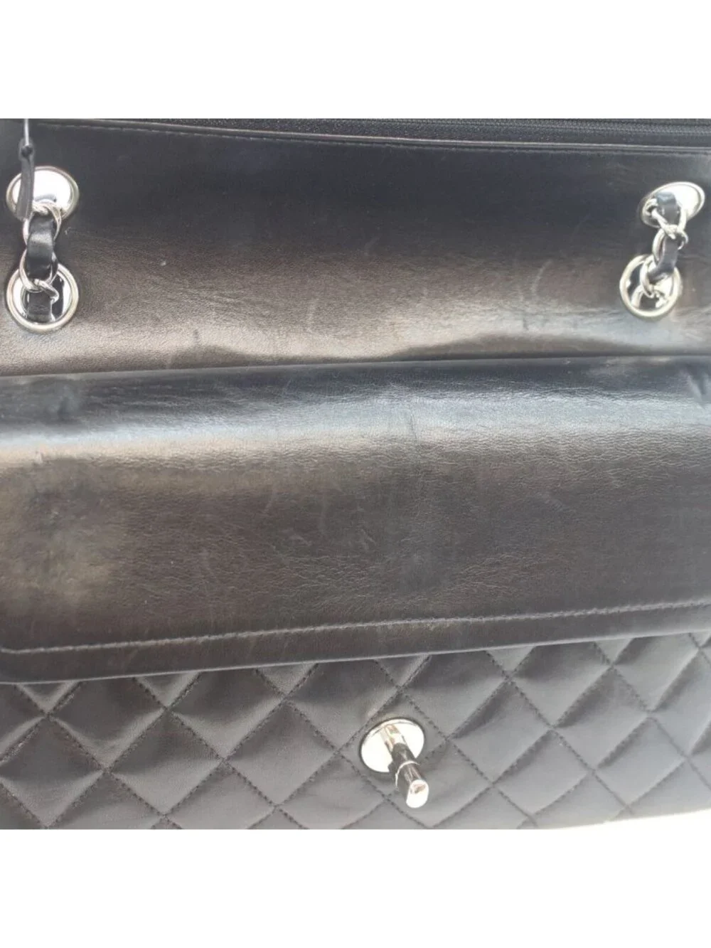 Chanel Black Lamb Silver Quilted 25 Shoulder Bag